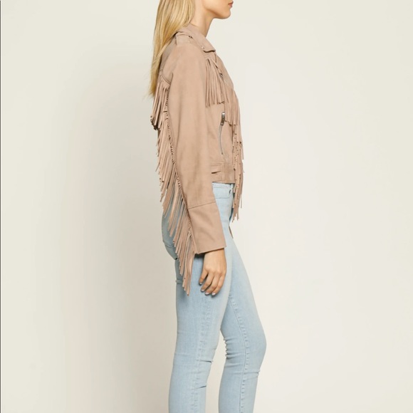 WALTER BAKER Suede Fringe Trim Moto Maní Jacket - Picture 3 of 9